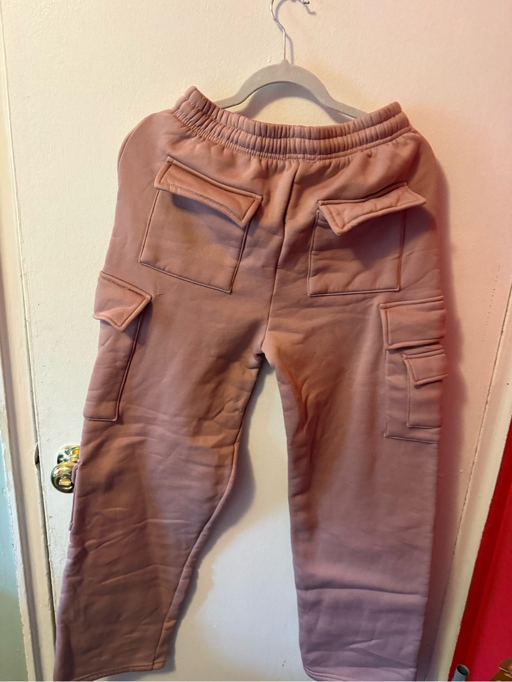 Dusty Rose Cargo Jogger Pants | Multi-Pocket